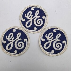 LOT of 3 - GE NEW EMBROIDERED COMPANY IRON ON Logo PATCH TAG 3" Vintage